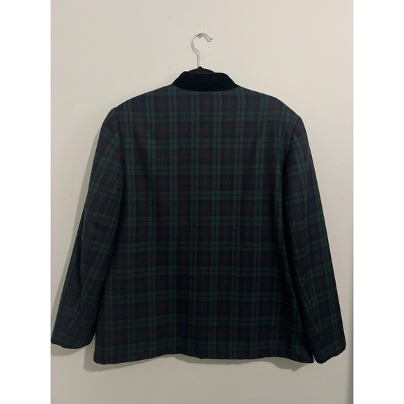 Orvis Jacket Women’s 16 Green Plaid Wool Velvet Coat Vintage USA - Picture 5 of 13